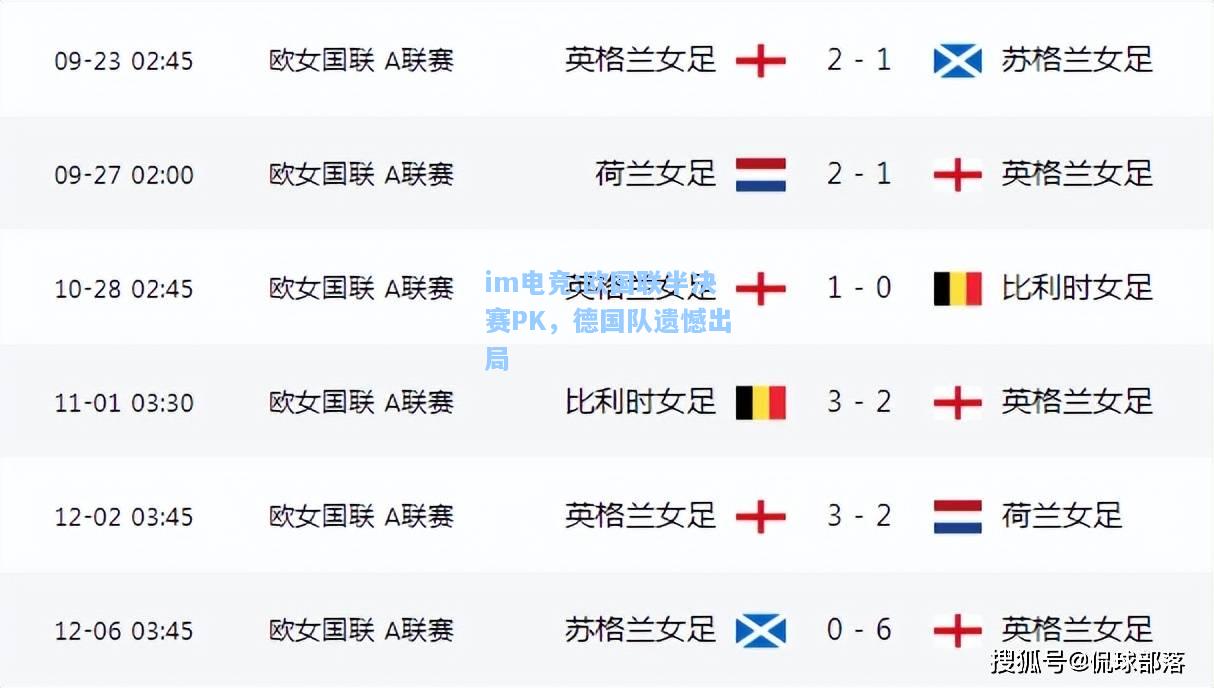 欧国联半决赛PK，德国队遗憾出局